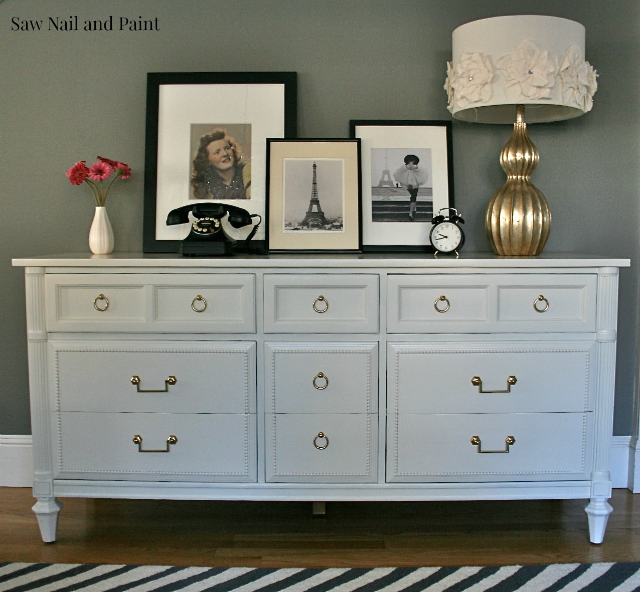 Dresser Makeover DIY, White Dresser Stained Top