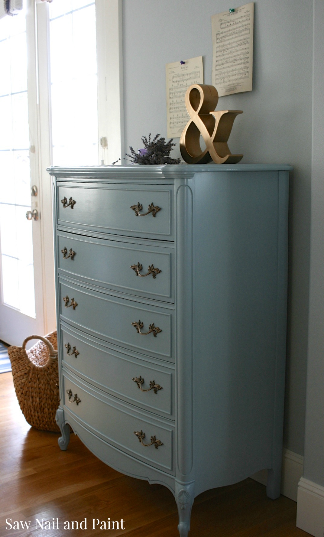 French Provincial Dixie Dresser In French Blue Saw Nail And Paint