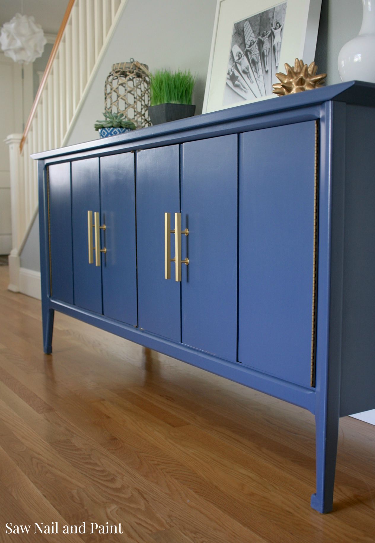 Indigo Blue Mid Century Buffet - Saw Nail and Paint