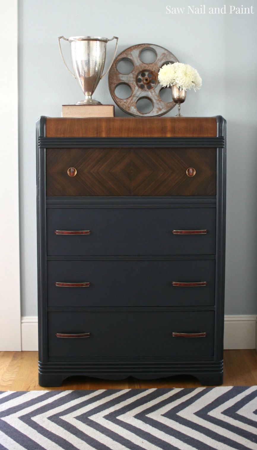 Charcoal Gray Waterfall Dresser - Saw Nail and Paint