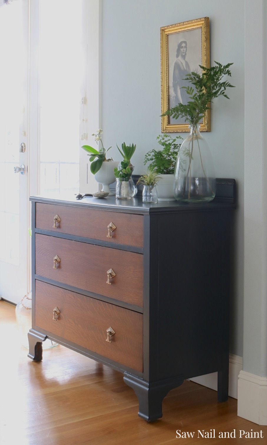 Vintage Dresser In Wrought Iron Black Saw Nail And Paint
