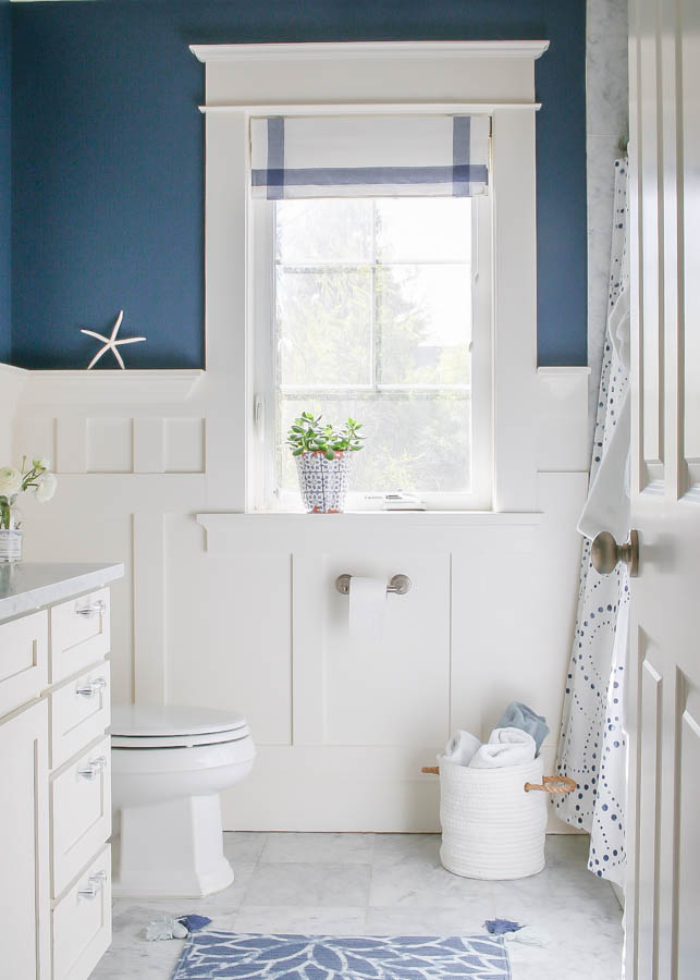 Saw Nail Paint Seattle Cottage Home Tour - White Board Batten Blue Bathroom