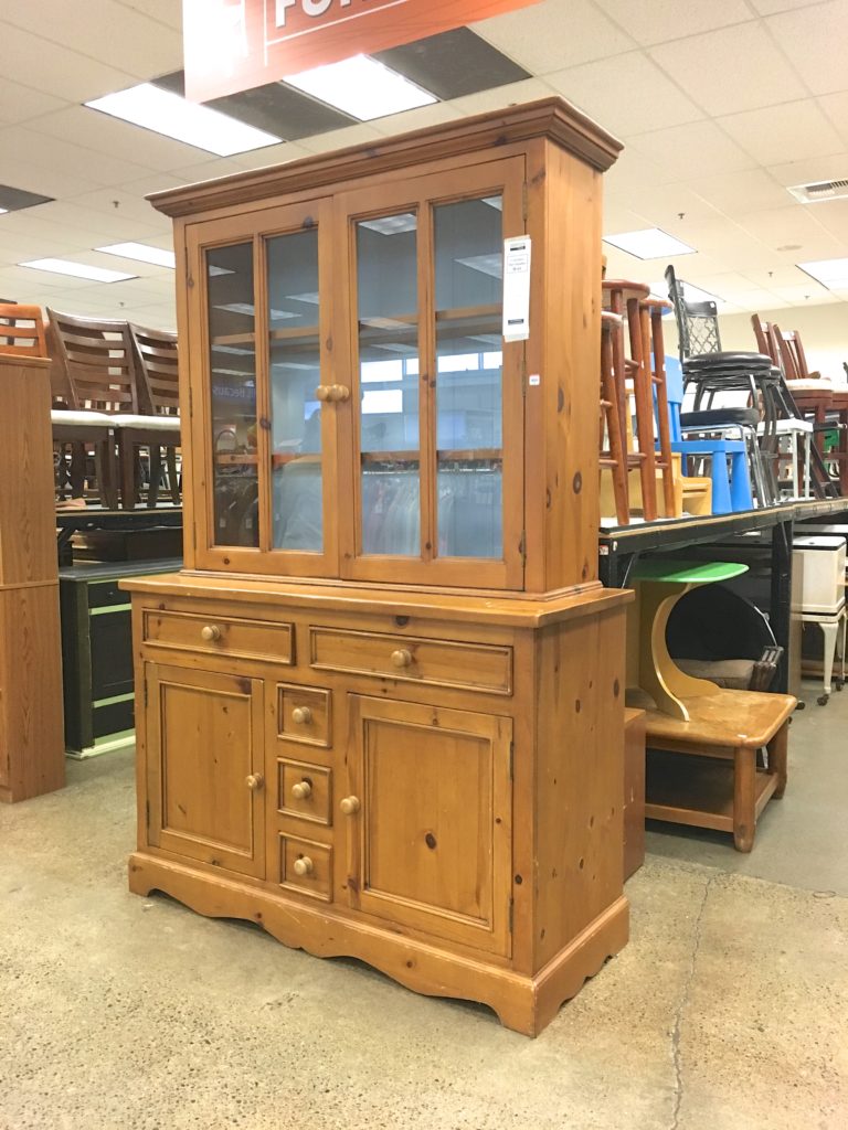 Knotty Pine China Hutch Makeover Saw Nail And Paint