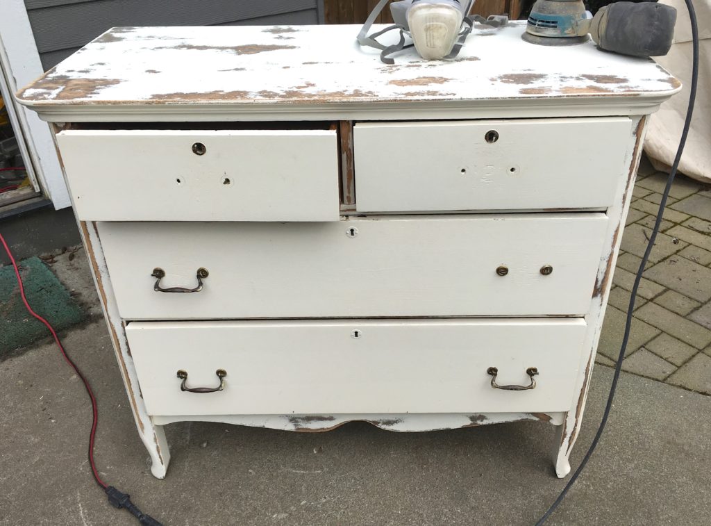 White And Brass Vintage Dresser Makeover Saw Nail And Paint